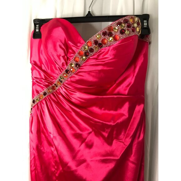 Maggie Sottero Flirt Neon Pink  Sleeveless Prom, Formal Dance Gown Sz 12 - Picture 3 of 8